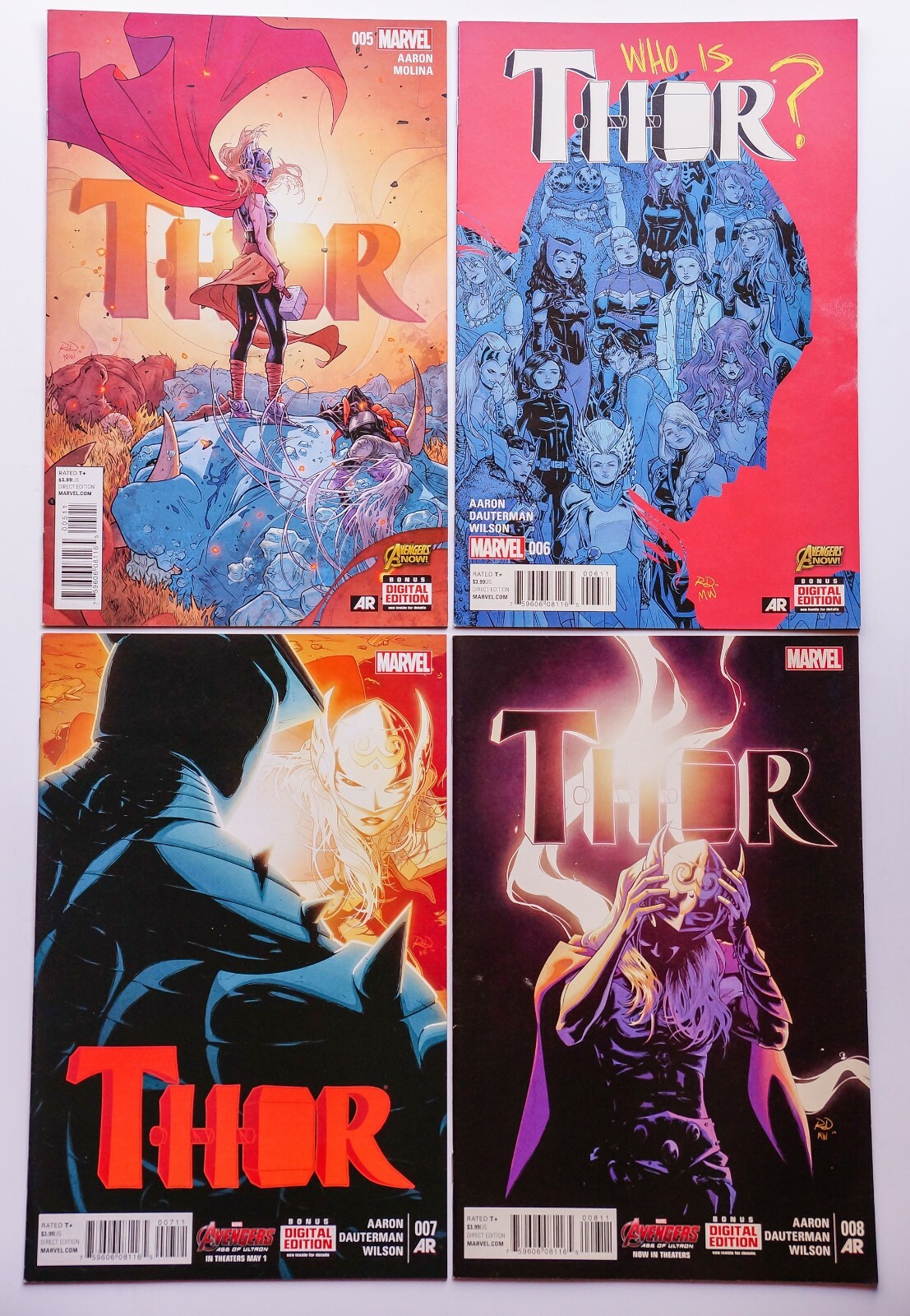 Thor #5A,#6A,#7A,&8A Lot (Marvel Comics 2015) Jane Foster Reveal VF/VF+ Movie