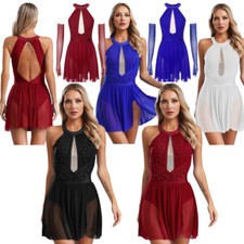Womens Outfit Backless Dress Modern Dancewear Wear Gloves Lyrical Dance Briefs