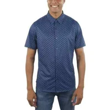 Jachs New York Men's Short Sleeved Shirt, Blue, Size L