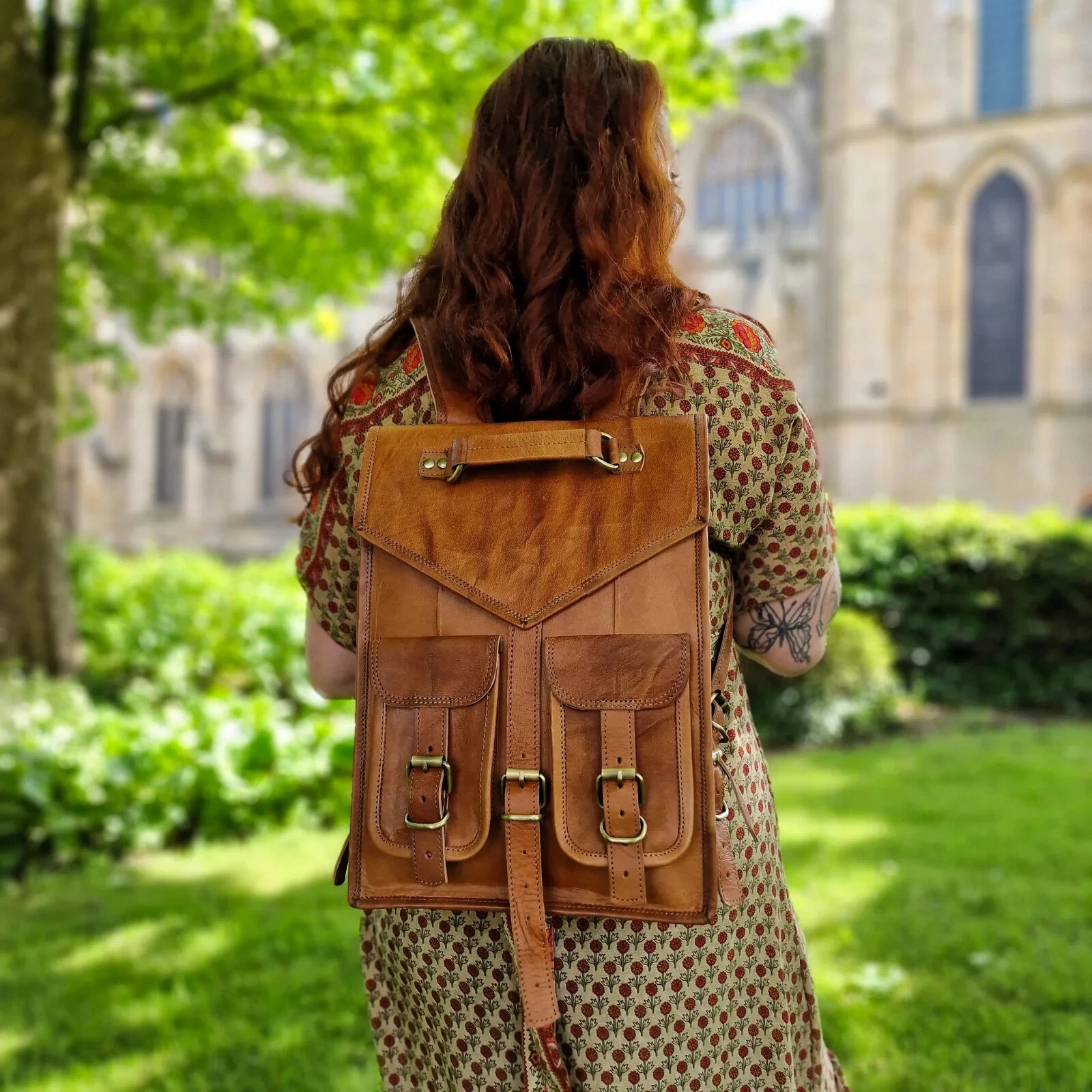 Handmade New Unisex Real Messenger Leather Bag Backpack Genuine Rucksack