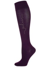 Image of Pikeur Knee High Crystal Logo Socks Dark Purple - 38-40