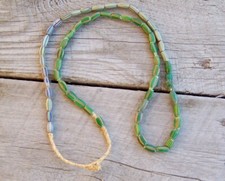 Venetian African Trade Beads Striped Melon Beads Long Strand