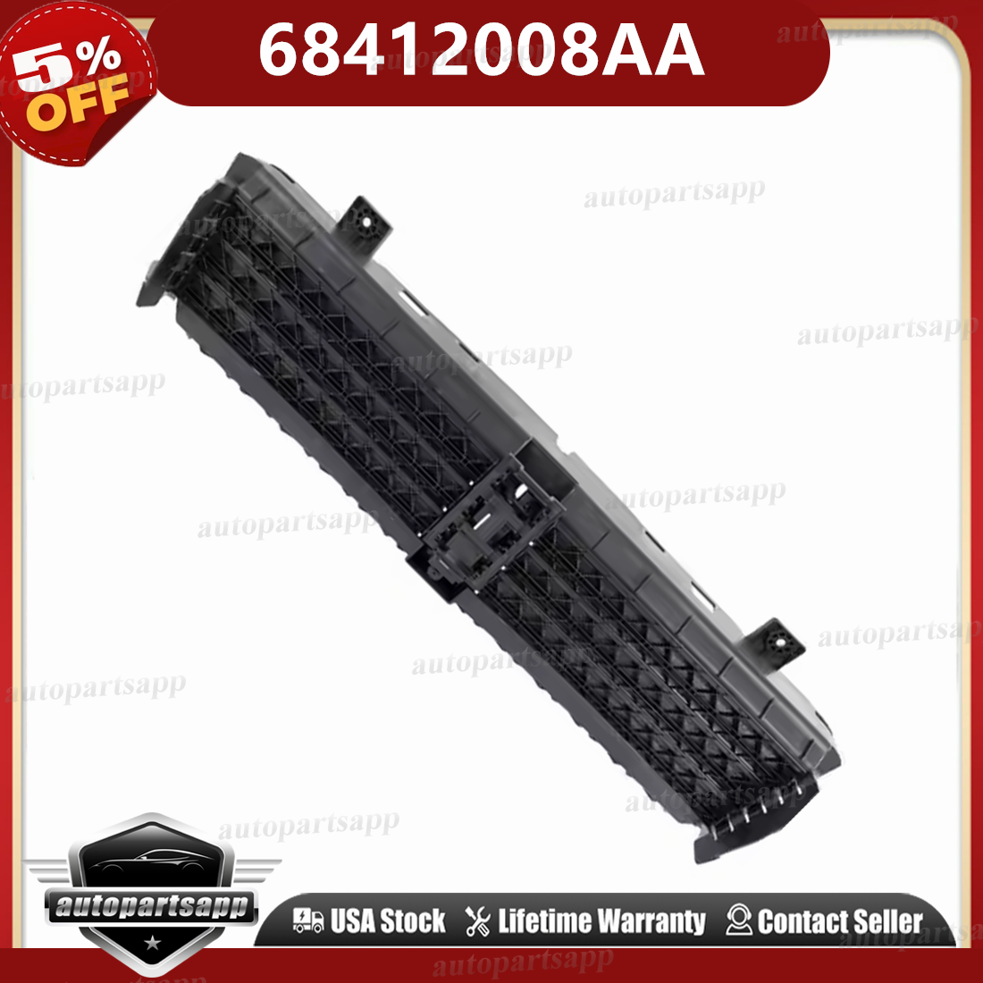 Active Grille Shutter For 2019-2023 Jeep Cherokee Lower 68412008AA 68412008AC