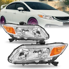 For 2012-2015 Honda Civic Sedan 12-13 Coupe Chrome Amber Headlights Assembly