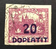 1922 Czechoslovakia Doplatit Surcharged 20h DF1/2