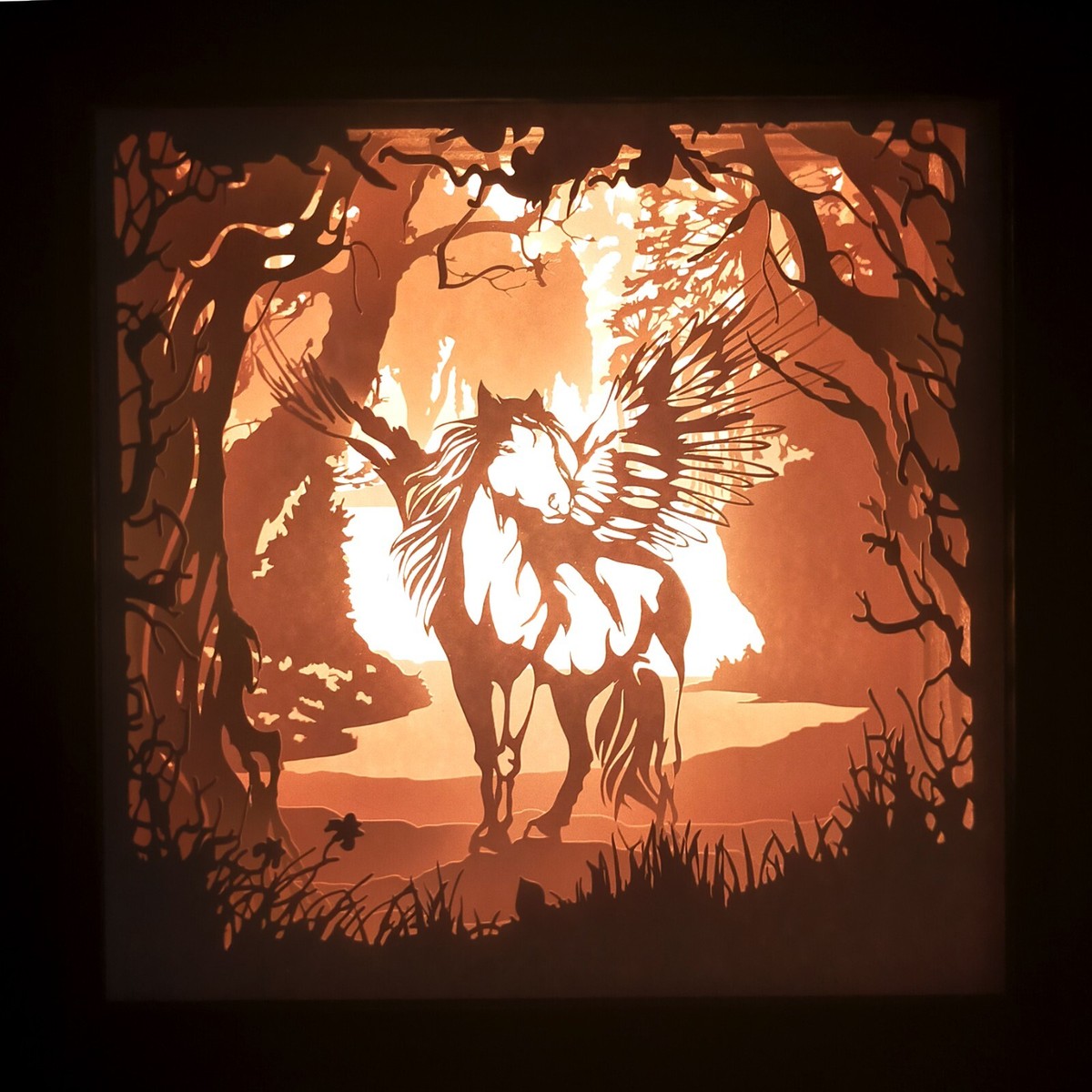 Pegasus Forest Fantasy Animal Shadow Light Box - Papercut 3D