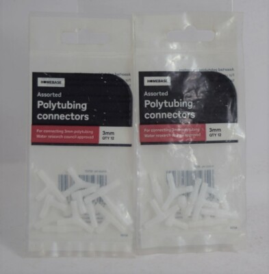 Homebase Assorted Polytubing Connectors 3mm x 24 (2 Packs) for