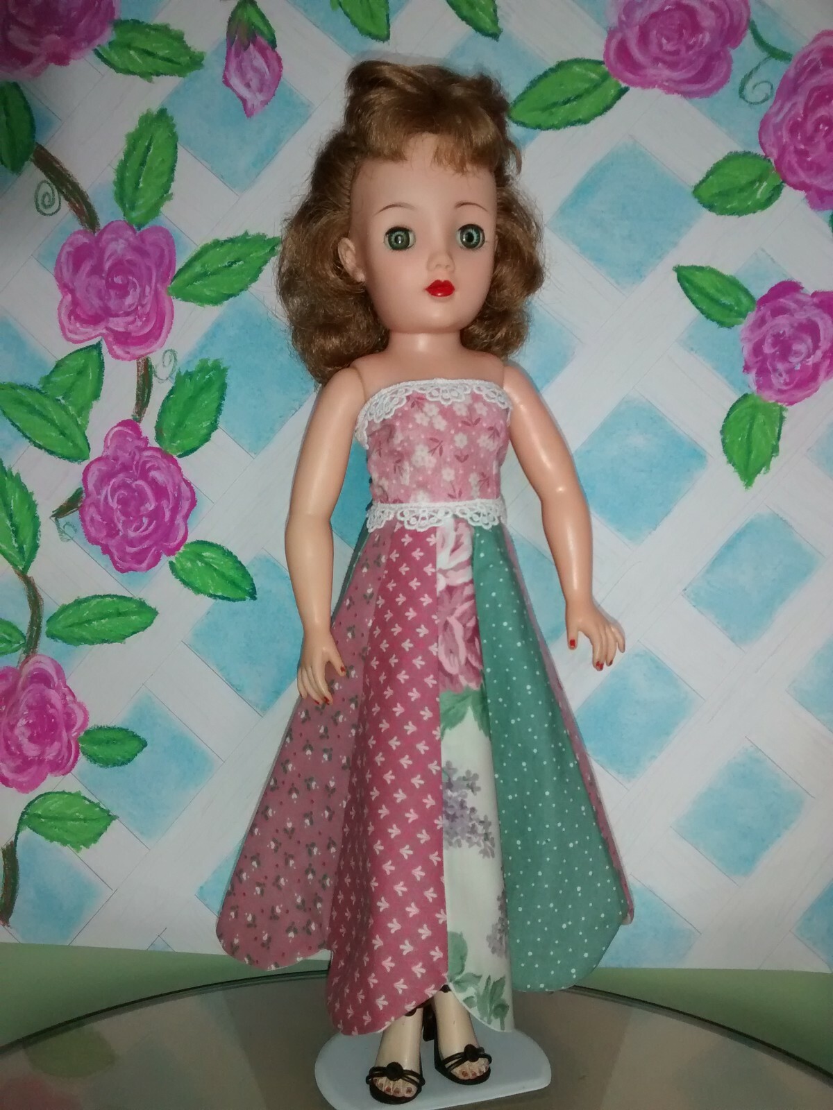 Doll Clothes fits 18" Miss Revlon Patchwork strapless dress petticoat