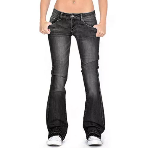 Damen Bootcut Jeans Hose Hüftjeans Schlaghose Flared Weites Bein Denim Jeanshose - Bild 13 von 22