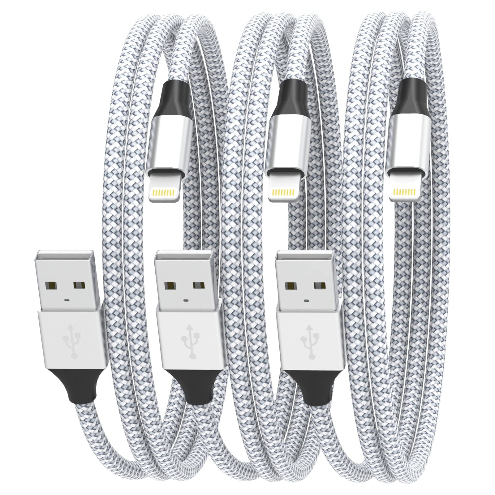 Aukelan Lightning Cable for iPhone Charger 3Pack 6FT MFi Certified Nylon Brai...-image