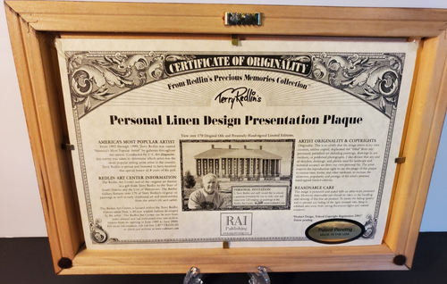 Terry Redlin "RUSTY REFUGE I" Precious Memories Collection Plaque Origin Cert - Picture 2 of 8
