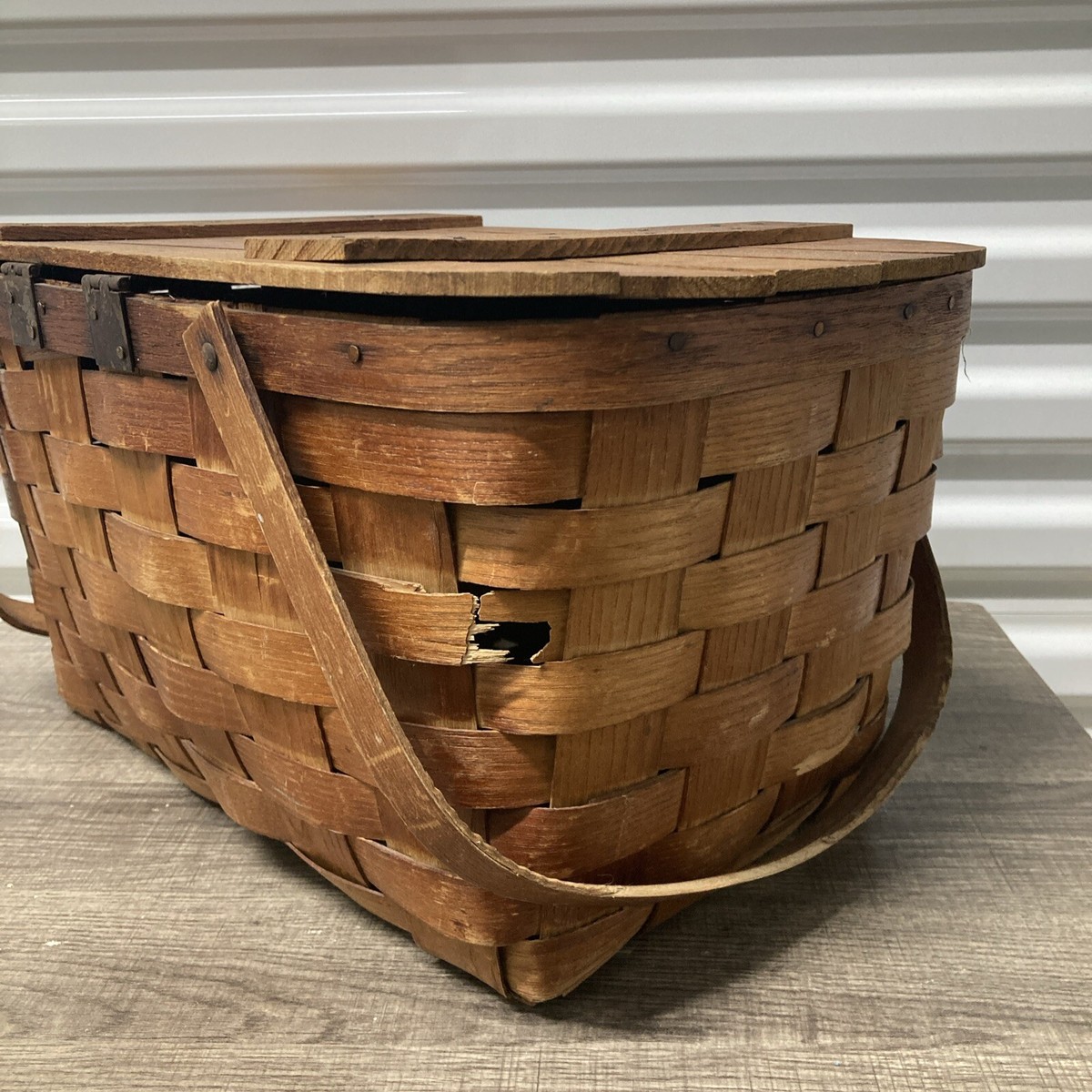 Vintage 1940/1950's Wov-N-Wood by Jerywil Picnic Basket | eBay