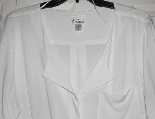 NWT 2X Plus Simply Emma White Long Sleeve Button Down Career Top Blouse XXL New! - Picture 7 of 9