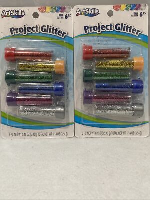 Lot Of 2 Glitter Shakers Artskills Colors Art Project Bold Glitter 6pc ea. E12D