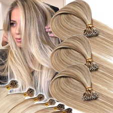 150G THICK Nano Ring Tip 100 Real Human Hair Extensions Loop Nano Bonds Bead US