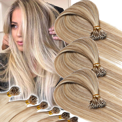 150G THICK Nano Ring Tip 100% Real Human Hair Extensions Loop Nano Bonds Bead US