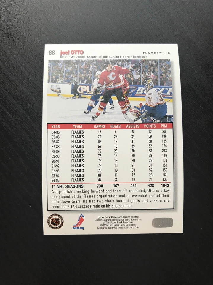 1995-96 Collectors Choice Players Club Platinum #88 Joel Otto Calgary Flames - Image 2 of 2