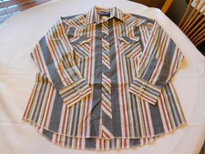 Wrangler Men's Long Sleeve Snap Up Shirt Size X-Long Tails 35/17 Striped GUC