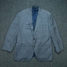 Lauren Ralph Lauren Blazer Mens 44R Gray Silk Wool Plaid Check LRL Sport Coat