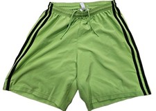 Adidas Youth Performance Athletic Shorts Neon Green w/Black Stripes - Small