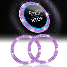2 PCS Crystal Double Rhinestone Car Engine Start Stop Decoration Ring, Bling Car