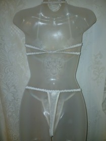Vintage Fredericks Of Hollywood White Lace Pearl Sequins Burlesque Teddy L/XL 