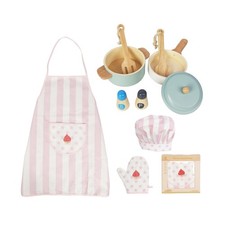Kid Apron and Chef Hat Set and Toddler Play Kitchen Toys, Wooden Ki... Fast Ship