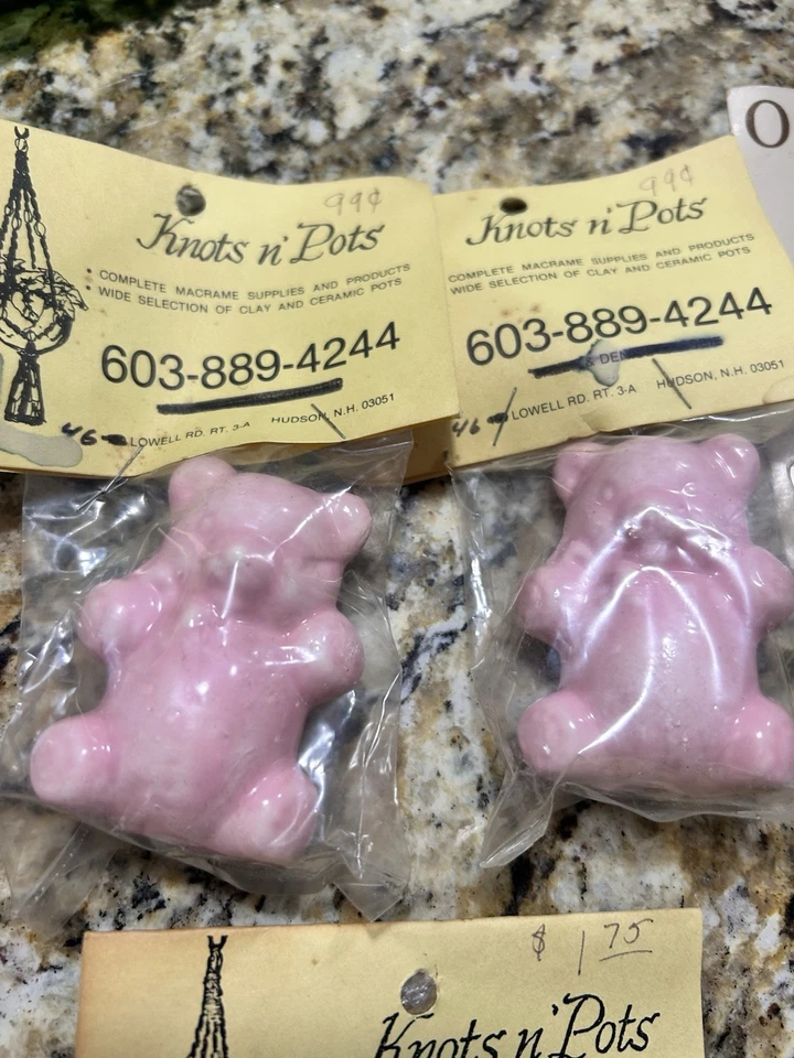 Lotto Vintage Ceramica Macramè Perline Rana Orso Uccellino Farfalla +Cordino +Perline Legno Nuove - Immagine 4 di 4