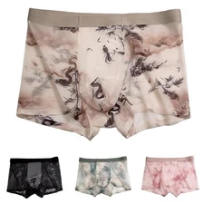 Men's Ice Silk Breathable Boxer Briefs Underwear Trunks Seamless L 3XL