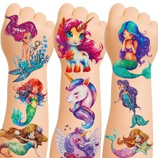 150 Kids Glitter Temporary Tattoos for Girls Individually Wrapped, Waterpro