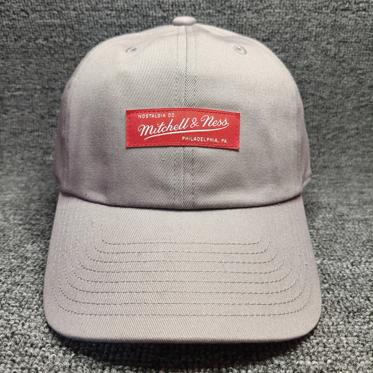 Mitchell & Ness Gray Dad Hat Adjustable Strapback Curved Brim Cap