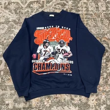 1999 Denver Broncos Back to Back Super Bowl Champs Navy Sweatshirt KH18540