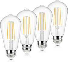 Brightever 4-Pack Vintage LED Edison Bulbs 60W Equivalent, 6W ST58 2700K Warm Wh