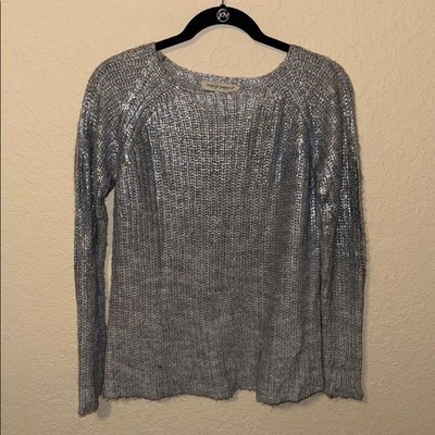 Rinascimento Italy Shimmering Silver Sweater Knit Top small/medium