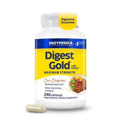 Enzymedica, Digest Gold + ATPro, Maximum Strength 240 Count, Light Beige