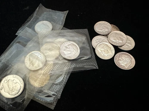 1955 Silver Proof Roosevelt Dime LOT 15 Coins 90% SILVER Some Original Cello