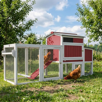 #ad #ad PETSCOSSET Outdoor Chicken Coop Large Chicken House with Nesting Box Red $189.99