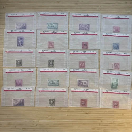 US Stamp Lot 20 Mint Singles MNH MH 1910s-1950s Collection Vintage Glassines