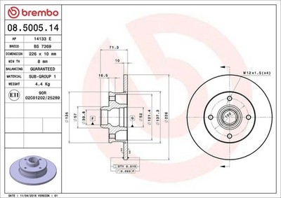 2x BREMBO 08.5005.14 Bremsscheiben Hinten für SEAT VW GOLF III Polo Passat Vento