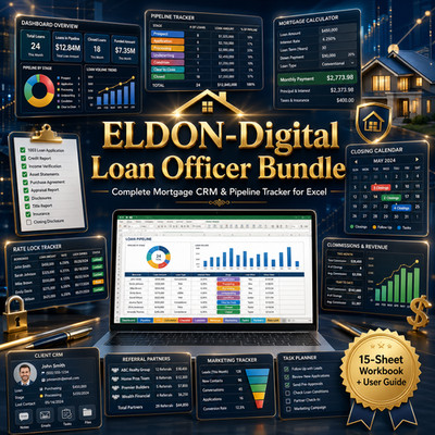 Loan Officer Template Excel Google Sheets Mortgage CRM Pipeline Client Tracker