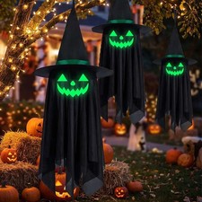 Halloween Hanging Ghost Led Light Ornaments Spooky Home Yard Patio Party Decor