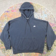 Nike Hoodie Womens M Oversized Black Cropped Fleece Pullover 50 In Chest