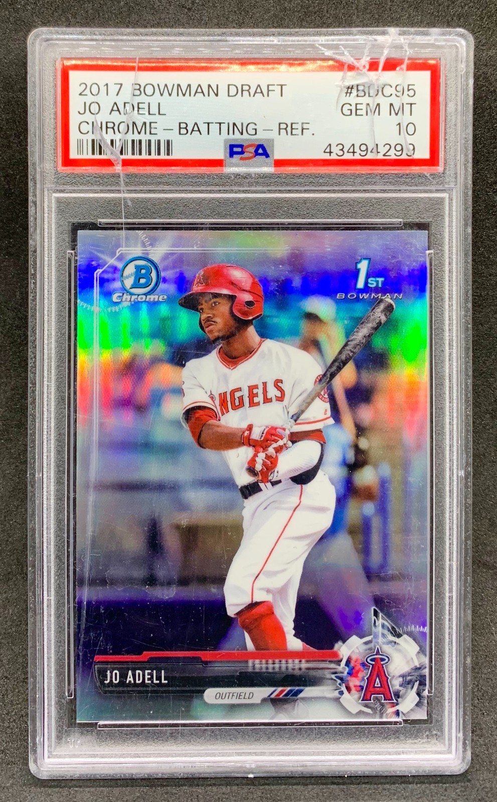 2017 Bowman Chrome Draft JO ADELL Angels Rookie Refractor SP #95 Gem Mint PSA 10
