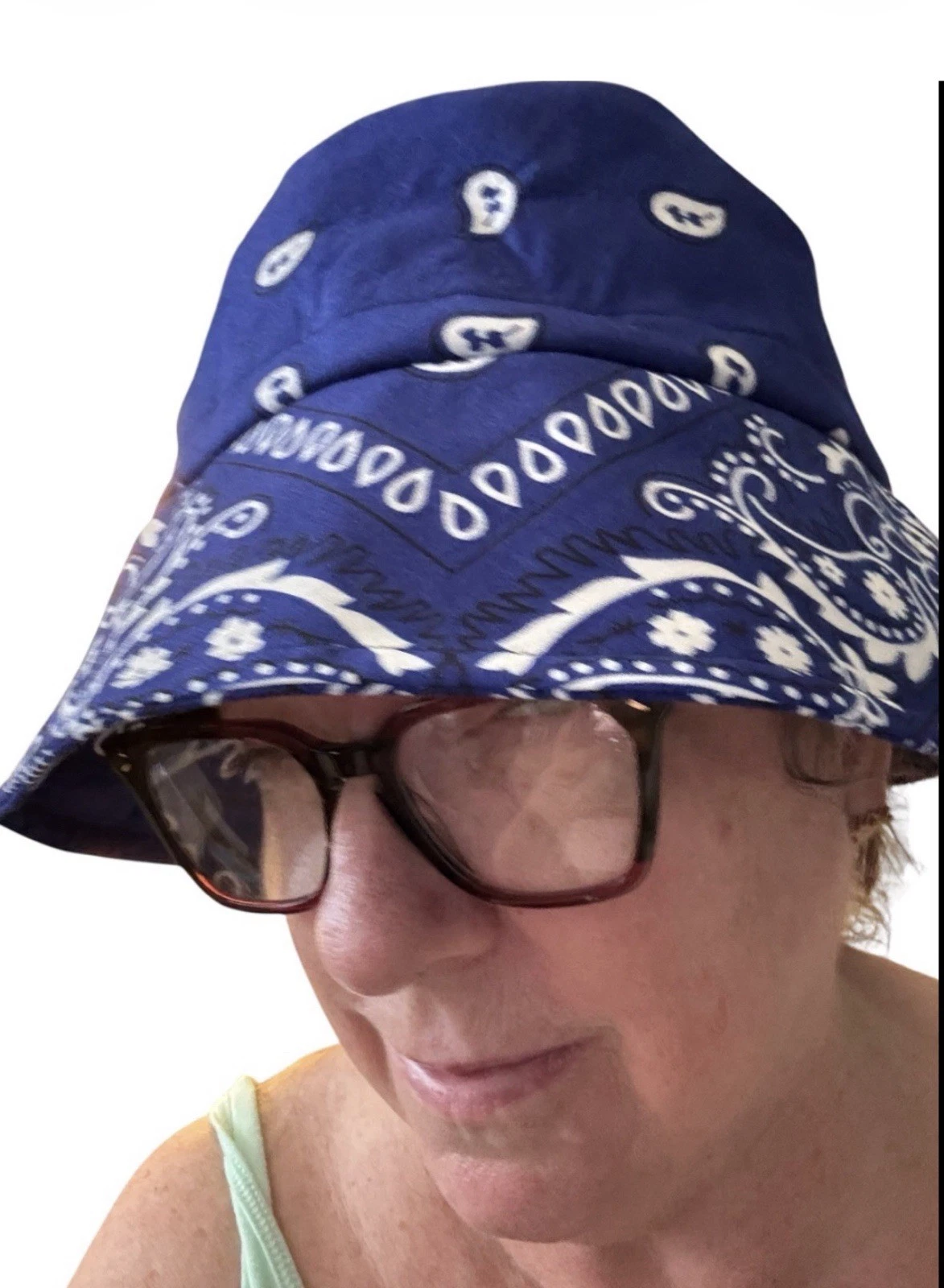 Bucket Hat Bandana Navy Multi Cotton Blend Adjusts NWT Unisex Festival Wear