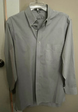 Geoffrey Beene Light Grey Long Sleeve Wrinkle Free Dress Shirt Men 's 15.5 32/33