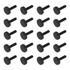 M4x16mm Knurled Thumb Screws Black Steel Flat Head Thumb Screws 20Pcs