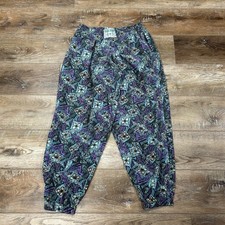 VINTAGE Fun More Parachute Pants Mens L Aztec Floral Harem Baggy USA