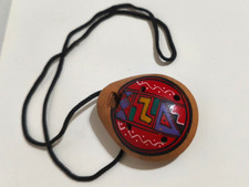Handpainted Clay Ocarina - South American Ceramic Necklace Charm Instrument