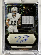 2023 Panini Select Tre Tucker Rookie Patch Aut RPA No huddle Prizm 17/25 Raiders
