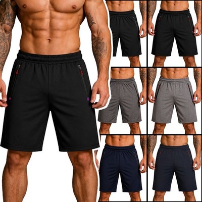 Herren Shorts Kurze Jogginghose Sporthose Sweatshorts Reißverschluss M-4XL